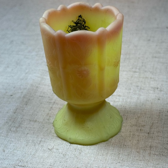 Fenton Burmese Uranium Satin Pastel Toothpick Holder/Notive - Picture 2 of 6